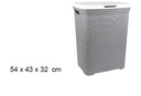 Cesto para ropa ratan con tapa gris