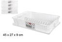 Pequeno escorredor de louça vime branco 45x27 cm 