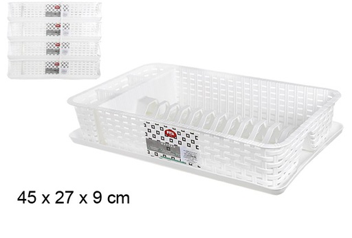 [101951] Escurreplatos ratan pequeño blanco 45x27 cm 