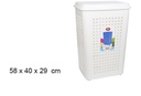 Cesto plástico para ropa blanco con tapa