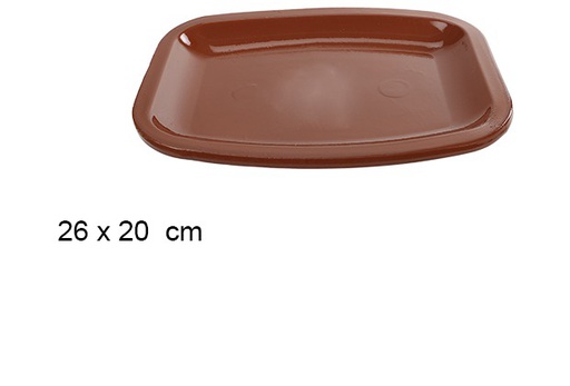 [102039] Rectangular flat clay tray 26x20 cm