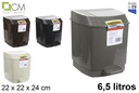 Papelera plástico baño con pedal colores nuevos 6,5 l.