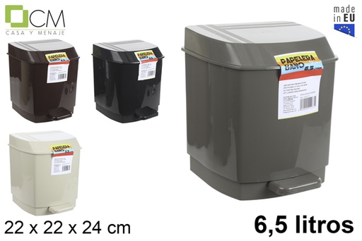 [102273] Plastic trash can with pedal assorted colors 6,5 l.