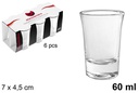 Pack 6 vasos chupito cristal Florencia 60 ml