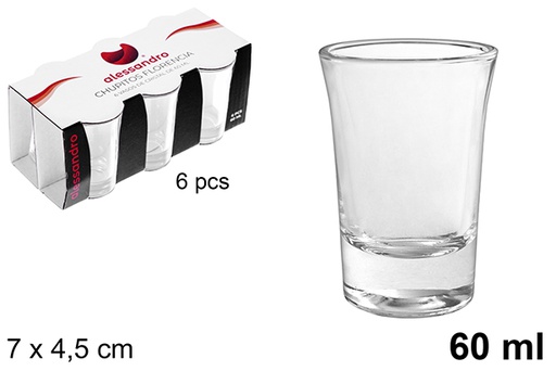 [102452] Pack 6 vasos chupito cristal Florencia 60 ml