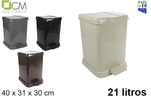 [102548] Plastic trash can with pedal assorted colors 21 l.