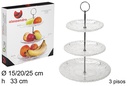Frutero cristal flor 3 pisos 15/20/25 cm