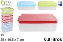 Pack 2 bandejas frigo tapa colores surtidos 0,9 l.