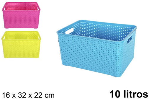 [102679] Sevilla rattan plastic basket assorted colors 10 l.