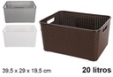 Cesta ratan Colom blanco/plata/wengué 20 l.