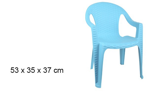 [102694] Silla plástico ratan infantil azul