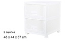 Cajonera plástico ratan 2 cajones blanca