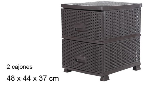 [102716] Rattan plastic chest of drawers 2 wengue drawers