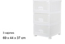 Cajonera plástico ratan 3 cajones blanca