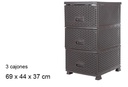 Cajonera plástico ratan 3 cajones wengué