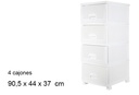 Cajonera plástico ratan 4 cajones blanca