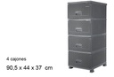 Cajonera plástico ratan 4 cajones gris