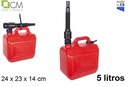 Garrafa multiuso roja con tapón y manguera 5 l.