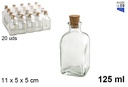Botella cristal frasca natural tapón corcho 125 ml 