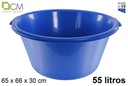 Barreño plástico extra fuerte azul 55 l.