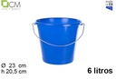 Cubo PP azul con asa hierro 6 litros