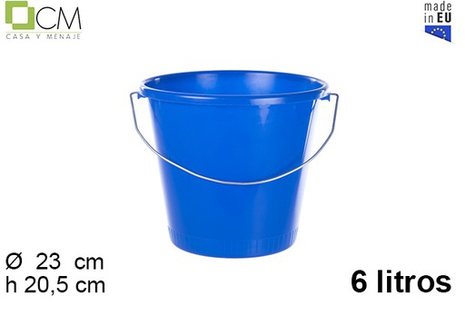 [102858] Blue PP bucket with iron handle 6 l.