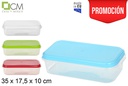 Fiambrera rectangular grande con tapa colores surtidos