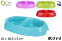 Comedero plástico perro doble colores surtidos 800 ml