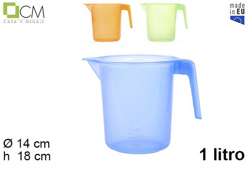 [102955] Plastic jug for microwave assorted colors 1 l.