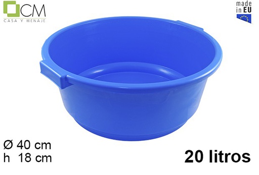 [103023] Barreño plástico redondo azul 20 litros