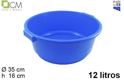 [103024] Bassine ronde en plastique bleu avec poignee 12 l.