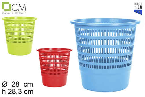 [103045] Round plastic paper bin assorted colors 12 l.