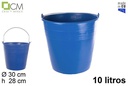 Blue polyethylene bucket with iron handle 10 l.
