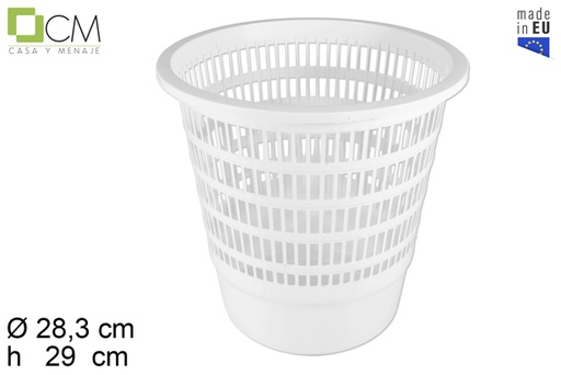 [103066] Round white plastic paper bin 12 l.