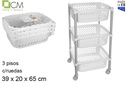 Verdulero rectangular multiusos 3 pisos con ruedas blanco