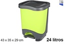 Papelera plástico con tapa verde 24 l.