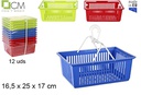 Cesta de plástico para pinzas 2 asas + gancho colores surtidos 
