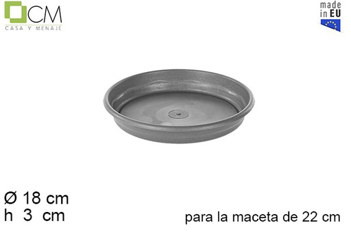 [104626] Assiette pot grise Elsa 22 cm